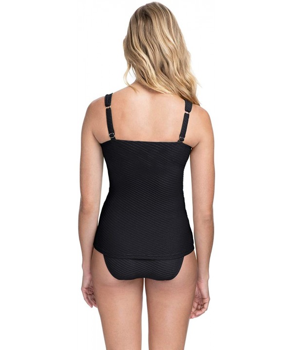 Women's Sweetheart Cup Sized Tankini Top Swimsuit - Ribbons Deep Black - CH18X5NCXCY $32.94-Tops