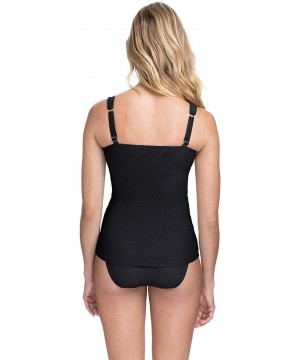 Women's Sweetheart Cup Sized Tankini Top Swimsuit - Ribbons Deep Black - CH18X5NCXCY $32.94-Tops