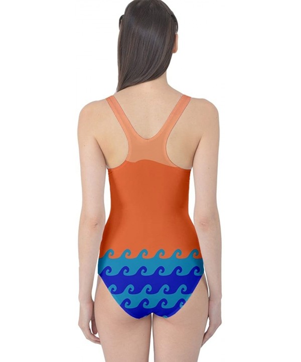 Womens Beachwear Sharks Penguin Dolphin Octopus Whale Fish Scales One Piece Swimsuit- X- Big Head Orange - CW18O58QO7T $37.73...