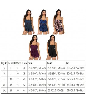 Women's Halter Bandeau Tankini Swimsuits Two Pieces High Waisted Bathing Suits Tummy Control Push Up Bikini Swimwear - Dark P...