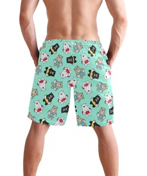 Mens Paint Splash Tiger Art Surf Beach Shorts Swim-Trunks Quick Dry Board Shorts with Pocket - Polar Bear Swimming - CM18RT4K...