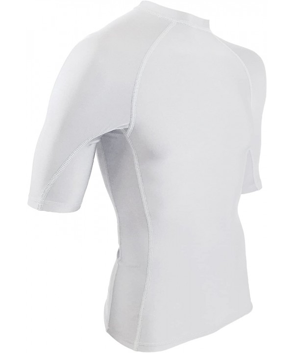 Rash Guard Compression Shirt for Men - USA Made Base Layer & Swim Shirt - White - CG12FNB2E1P $18.45-Rash Guards