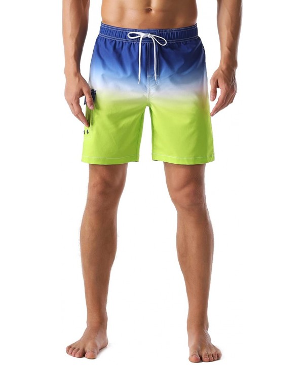 Men's Swim Trunks Water Sport Printed Quick Dry Drawsting - Blue-green-247 - CN18QW8QH75 $14.41-Board Shorts