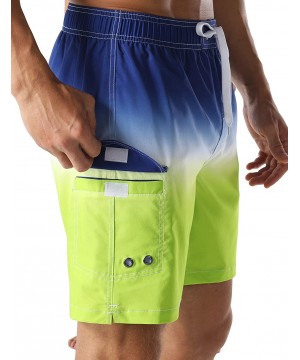 Men's Swim Trunks Water Sport Printed Quick Dry Drawsting - Blue-green-247 - CN18QW8QH75 $14.41-Board Shorts