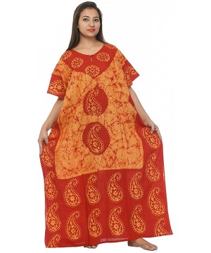 Women's Ethnic Print Kaftan Maxi Dress Summer Beach Dress Cover Up - Yellow-red - CG18RCMZO8E $18.53-Cover-Ups