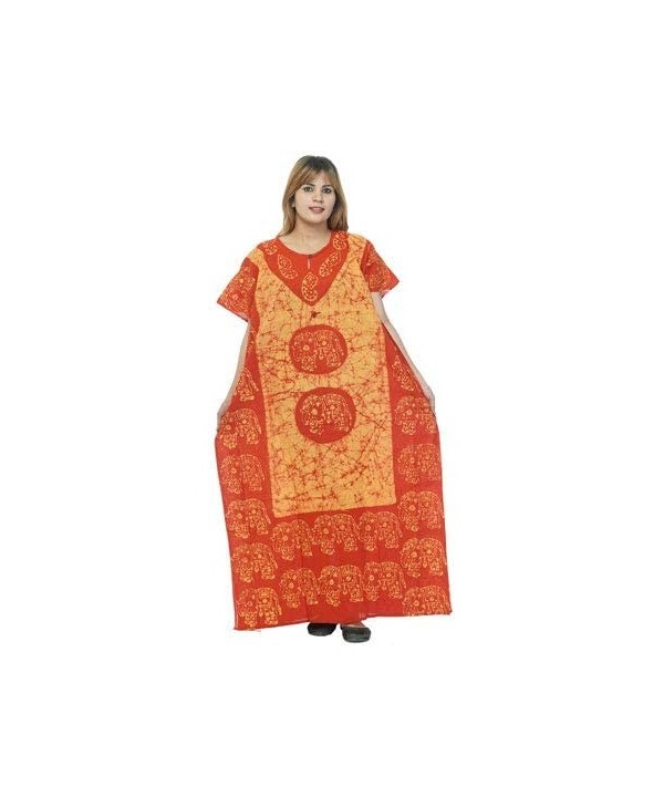 Women's Ethnic Print Kaftan Maxi Dress Summer Beach Dress Cover Up - Yellow-red - CG18RCMZO8E $18.53-Cover-Ups