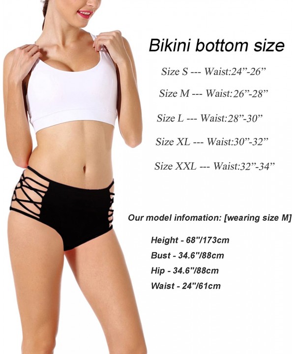 Women's Sexy Bikini High Waisted Strappy Brief Bottom Solid Tankini Swimsuit - Black - CL18EY6H69O $10.43-Sets