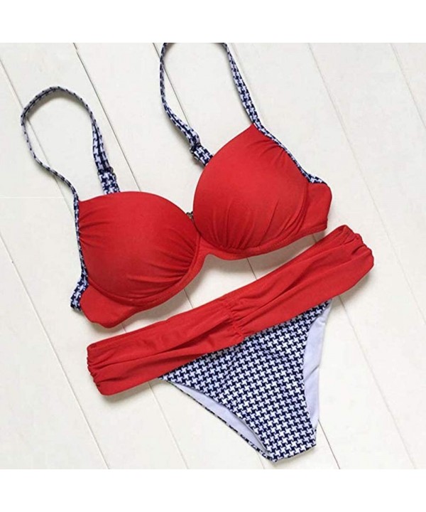 Women's Push Up Two Piece Bikini Swimsuits Padded Swimwear Bathing Suits - Red - C218028MOZN $26.72-Sets