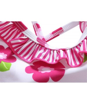 Baby Girl's Floral One Piece Striped Ruffle Swimsuit - Flowers - C418KKY64MH $15.73-One-Pieces