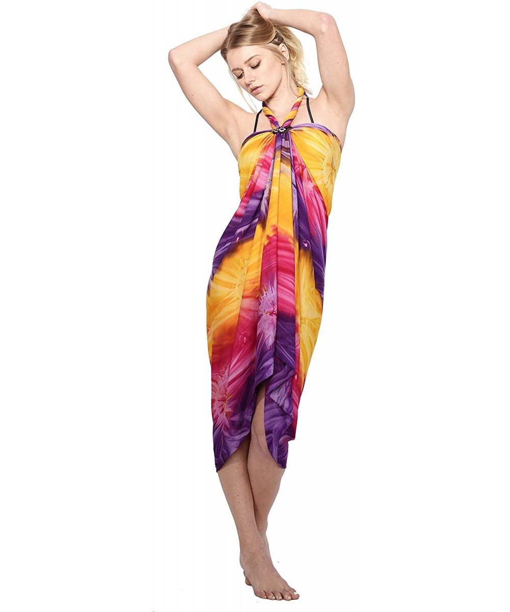 Swimsuit Cover ups for Women Beach Cover up Sarong Swimsuit Cover-up Many Colors to Choose with Bamboo Bangles - Tie-dye Yell...