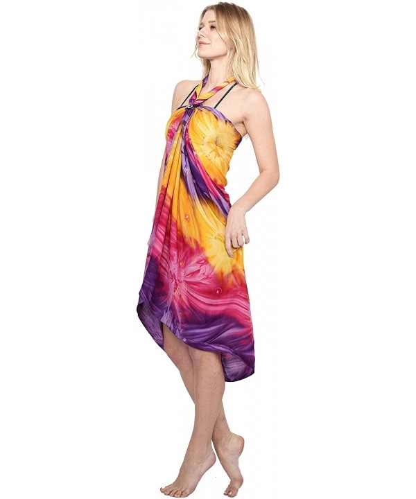 Swimsuit Cover ups for Women Beach Cover up Sarong Swimsuit Cover-up Many Colors to Choose with Bamboo Bangles - Tie-dye Yell...