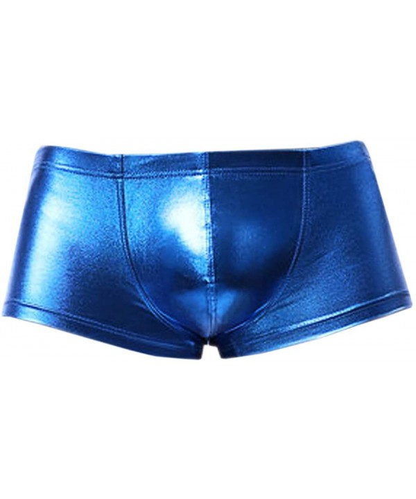 Men's Liquid Metallic Boxer Shorts Drawstring Underwear Briefs Swimsuit Trunks Underpants Swimwear - Blue a - CG18U6TW9N2 $11...