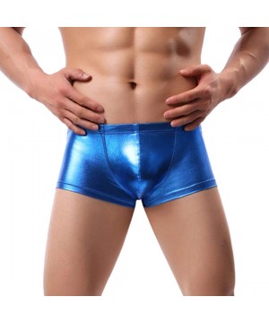 Men's Liquid Metallic Boxer Shorts Drawstring Underwear Briefs Swimsuit Trunks Underpants Swimwear - Blue a - CG18U6TW9N2 $11...