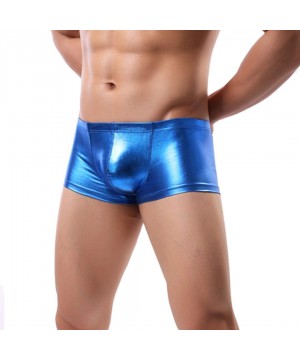 Men's Liquid Metallic Boxer Shorts Drawstring Underwear Briefs Swimsuit Trunks Underpants Swimwear - Blue a - CG18U6TW9N2 $11...