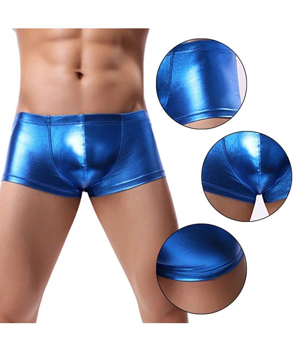 Men's Liquid Metallic Boxer Shorts Drawstring Underwear Briefs Swimsuit Trunks Underpants Swimwear - Blue a - CG18U6TW9N2 $11...