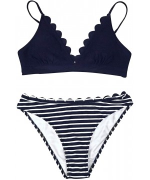 Women's Scalloped Trim in The Moment Bikini - Navy/White - CB18M90ASSO $31.05-Sets