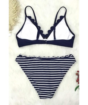 Women's Scalloped Trim in The Moment Bikini - Navy/White - CB18M90ASSO $31.05-Sets