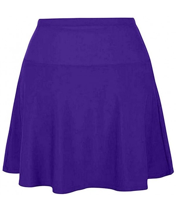 Women's Skirted Bikini Bottom High Waisted Shirred Swim Bottom Ruffle Swim Skirt - Purple - C018TUIR7ZG $8.49-Bottoms