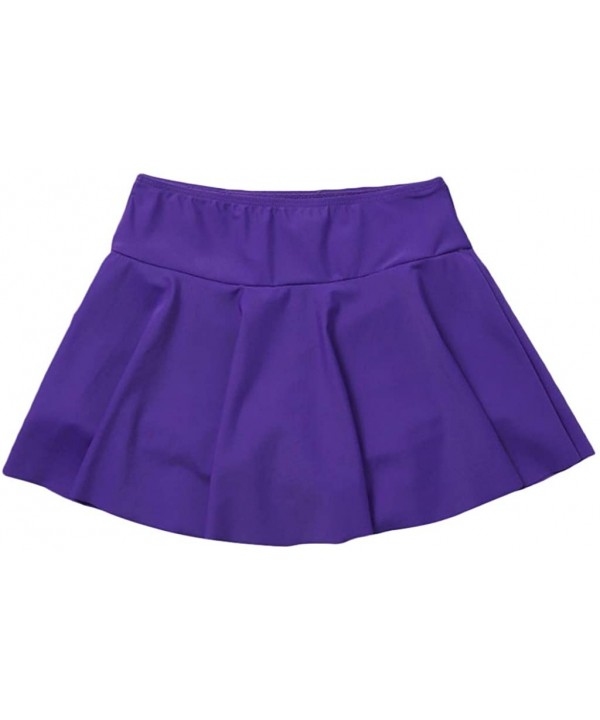 Women's Skirted Bikini Bottom High Waisted Shirred Swim Bottom Ruffle Swim Skirt - Purple - C018TUIR7ZG $8.49-Bottoms