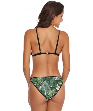 Women's Sexy Swimsuit 2 Piece Bikini Set Sugar Skull Dia De Los Muertos Swimwear Bathing Suit - Tropical Hawaiian Palm Leaves...