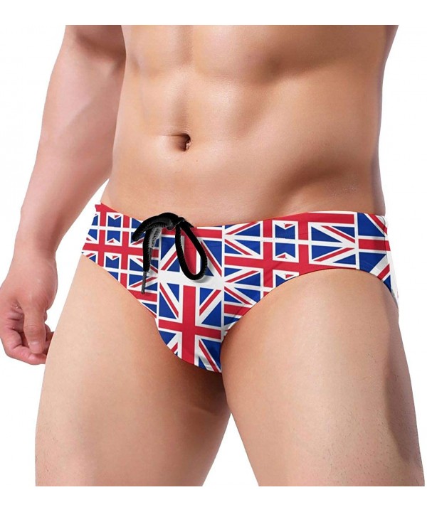 American Flag Men Briefs Bikini Swimwear Sexy Low Rise Swimsuit with Drawstring - British Flag - CP19925YT8X $26.43-Briefs