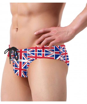 American Flag Men Briefs Bikini Swimwear Sexy Low Rise Swimsuit with Drawstring - British Flag - CP19925YT8X $26.43-Briefs