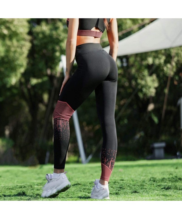 Yoga Pants for Womens- Running Sport Gym Stretch Workout Hight Waist Snowflake Print Legging Trousers - Orange - CP18NDHUN2D ...