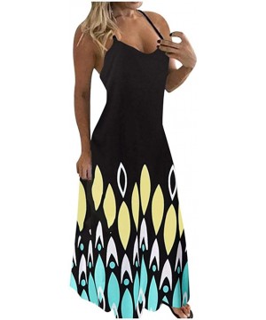 Women's Stripe Bodycon Sleeveless Party Tunic Long Maxi Dress - 02-black - C5190EIMG8U $17.26-Cover-Ups