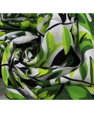 Tropical Leaf Sarong- Beach Cover-Up- Wrap- Shawl- Dress- Skirt Resortwear Green- White - CZ1808303XM $20.86-Cover-Ups