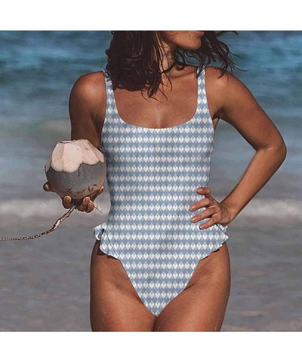 Swimwear Geometric- Diamond Form Mosaic Tiles Easy to Adjust and Stays Tied - Multi 03-one-piece Swimsuit - C019E7ME72K $34.7...