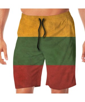 Men Beach Shorts Swim Trunks Flag of New Mexico Swimsuit Boardshorts Pants - Lithuania Grunge Flag - CX199LSTH7D $24.30-Board...