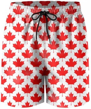 Men Canada Maple Leaf Pattern Swimming Trunks Biker Shorts Summer Camo Shorts - Canada Leaf Print - CW18XLKZWY6 $30.36-Trunks