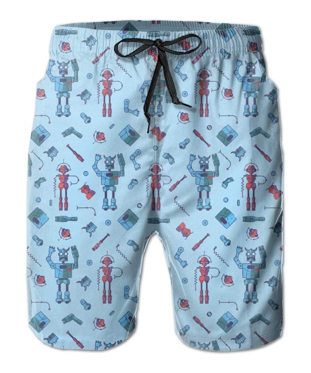 Classic Men's Swim Trunks Beach Shorts with Pockets (Robot) - Robot - CN18TMZUKE8 $19.67-Board Shorts