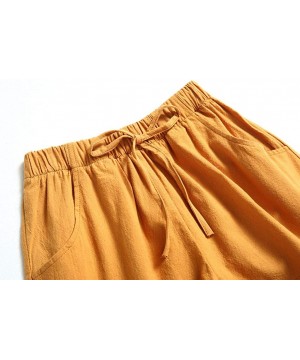 Pocketed Drawstring Loose Fit Shorts for Women Plus Size - Yellow - CI199N00QRK $11.38-Board Shorts