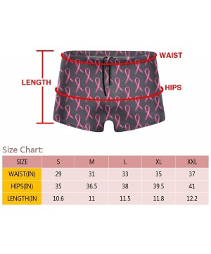 Cute Flamingo Pink Ribbon Flower Breast Cancer Awareness Men's Quick Dry Swimsuit Boxer Trunks Square Cut Bathing Suits - Bre...