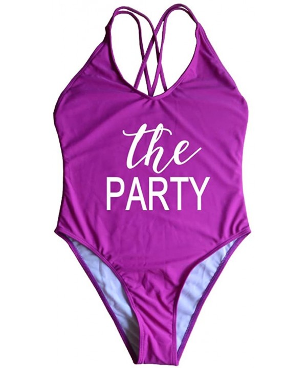 Wife of The Party Swimsuit Bridal Wifey Bride Swimming Costume Monokini Swim 90S 80S Strappy Back Personalised - Theparty-pl-...