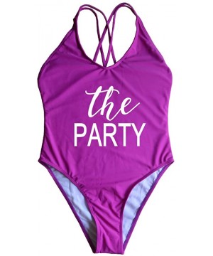 Wife of The Party Swimsuit Bridal Wifey Bride Swimming Costume Monokini Swim 90S 80S Strappy Back Personalised - Theparty-pl-...