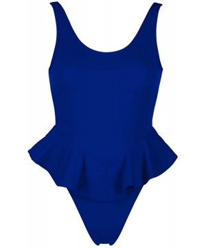 Womens High Cut Sexy Backless Ruffle One Piece Swimsuit - Royal Blue - CU18DQGMRY9 $23.22-One-Pieces