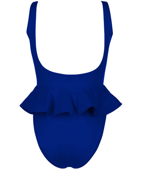 Womens High Cut Sexy Backless Ruffle One Piece Swimsuit - Royal Blue - CU18DQGMRY9 $23.22-One-Pieces