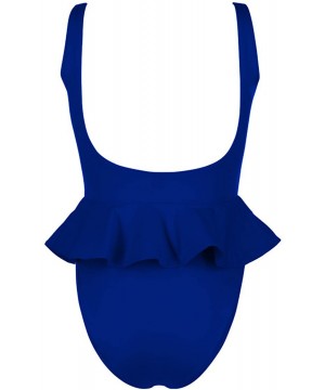 Womens High Cut Sexy Backless Ruffle One Piece Swimsuit - Royal Blue - CU18DQGMRY9 $23.22-One-Pieces