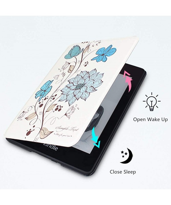 Case Kindle Paperwhite 4 2018 PU PC 360° Protective Flip Automatic Wake Up or Sleep Flower Shark Magnetic Cover 6 3 - CO18XAK...