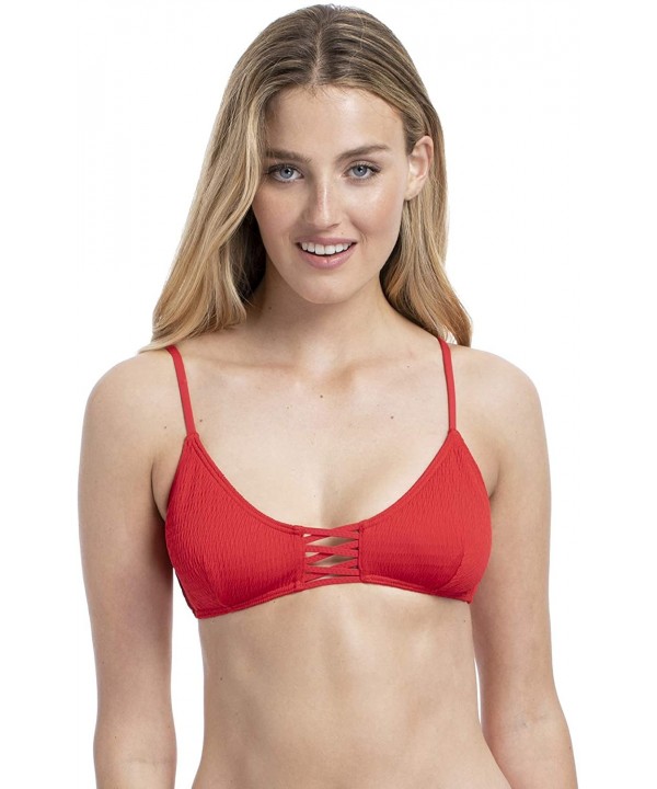 Women's Lace-Up Bikini Top - Red - CO18TN00QOQ $15.01-Tops