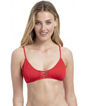 Women's Lace-Up Bikini Top - Red - CO18TN00QOQ $15.01-Tops