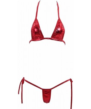 Women's Sexy Bikini Halter Neck Top with G-String Set Swimsuit Swimwear - Red - CS12NAJVK5C $13.26-Sets