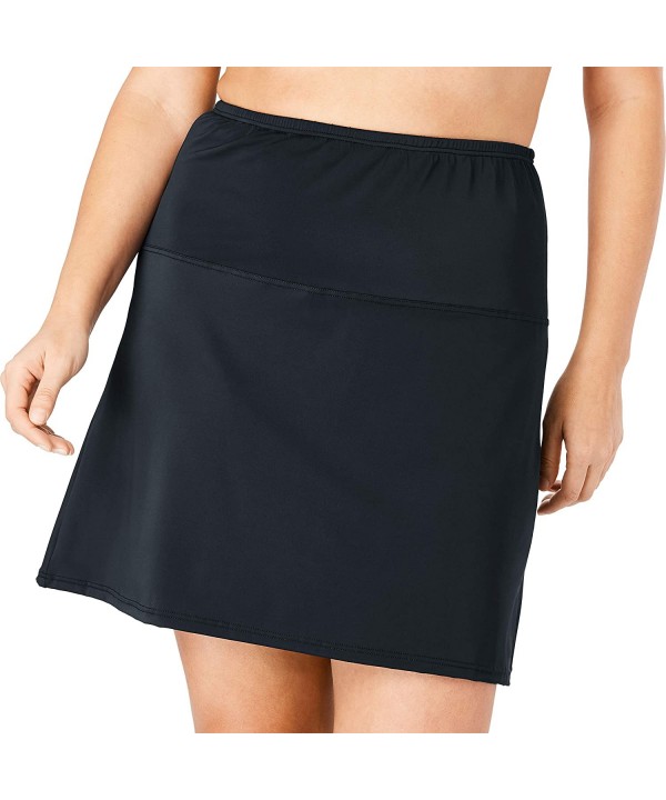 Women's Plus Size High-Waisted Swim Skirt with Built-in Brief Swimsuit Bottoms - Black (2093) - CI195SMSEMQ $26.08-Tankinis