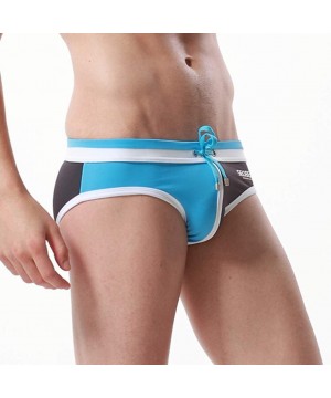 Swim Trunks Men's Brand Stripe Sexy Nylon Breathable Bulge Briefs - Sky Blue - C1196G27WKX $10.81-Briefs