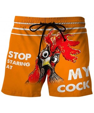 Men's Summer Holiday Drawstring Shorts Casual Cock Printed Beach Pants Swim Trunks-Look at My Pecker-Look at IT - H-orange - ...