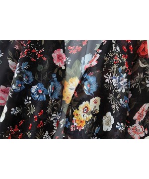 Women's Floral Kimono Cardigan Casual Swimwear Loose Open Front Cover Up Tops - Black - C9193TI52M3 $14.45-Cover-Ups