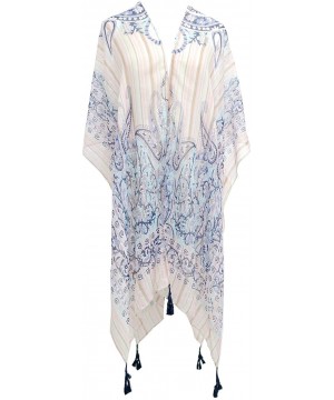 Women's Lightweight Beach Cover up Swimsuit Kimono Cardigan with Fashion Bohemian Floral Print - Violet - C018HGNZEHT $15.07-...