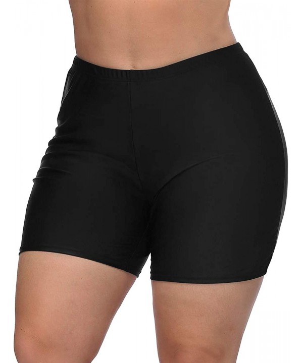 Women's Plus Size Swim Shorts High Waisted Swimsuit Bottoms Boardshorts - 1 Black Built-in Panty Shorts - C218G3IXY9O $27.51-...